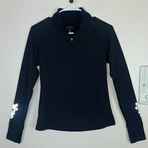 Athleta Women's Quarter Zip Black with Reflective Design, Size Small